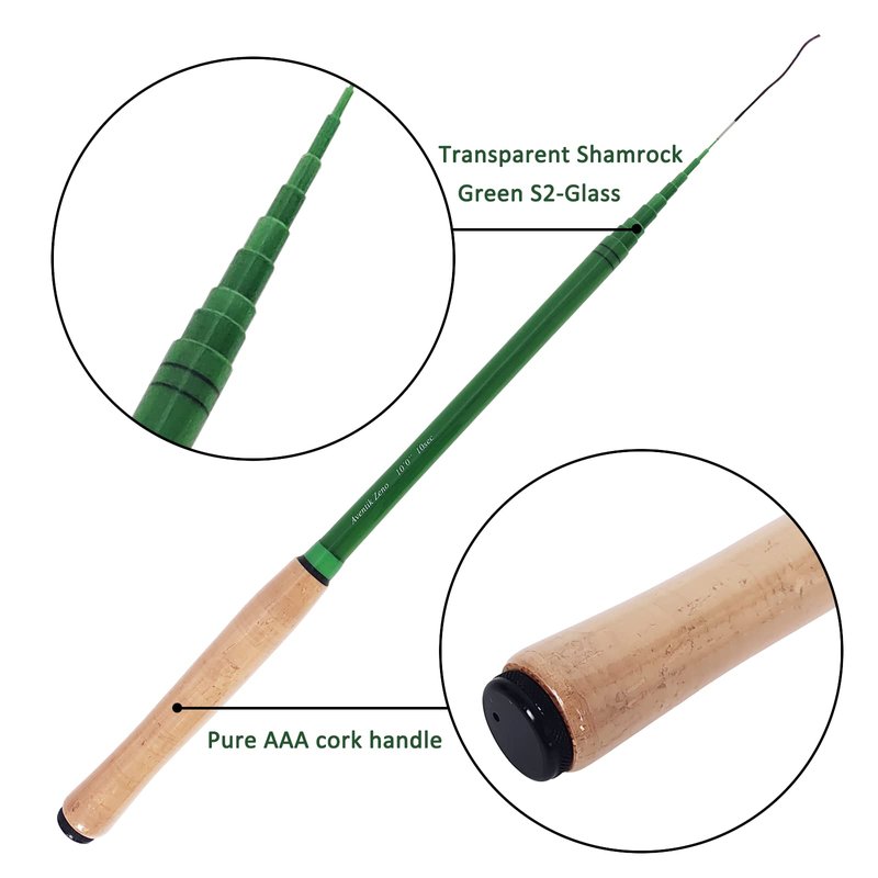 Aventik Zeno S2-Glass Tenkara Rod(10'0'' 10Sec, Shamrock Green)