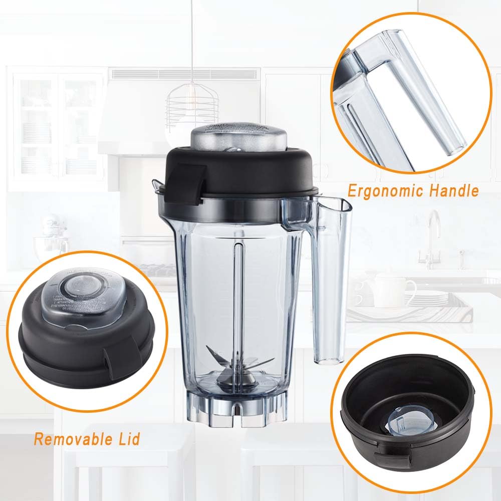 EastFune for Blenders 32oz Dry Grains Container, replace 5000 5200 6300 6500 7500 Pro 200 500 750 E310 E320 etc, compatible with Classic/Professional/Explorian Series Pitcher Jar Cup