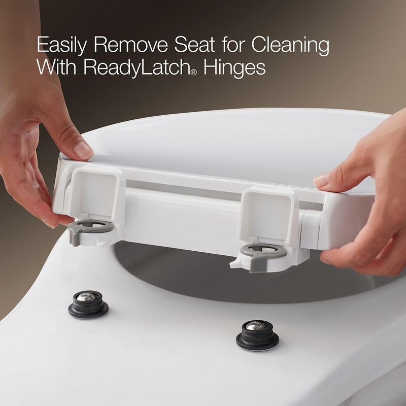 KOHLER 4636-RL-K4 Cachet ReadyLatch Elongated Toilet Seat Slow Close, Soft Close Toilet Seat Quiet Lid, Contoured Grip-Tight Bumpers Installation Hardware, Apartment Essentials, Cashmere (Pack of 2)