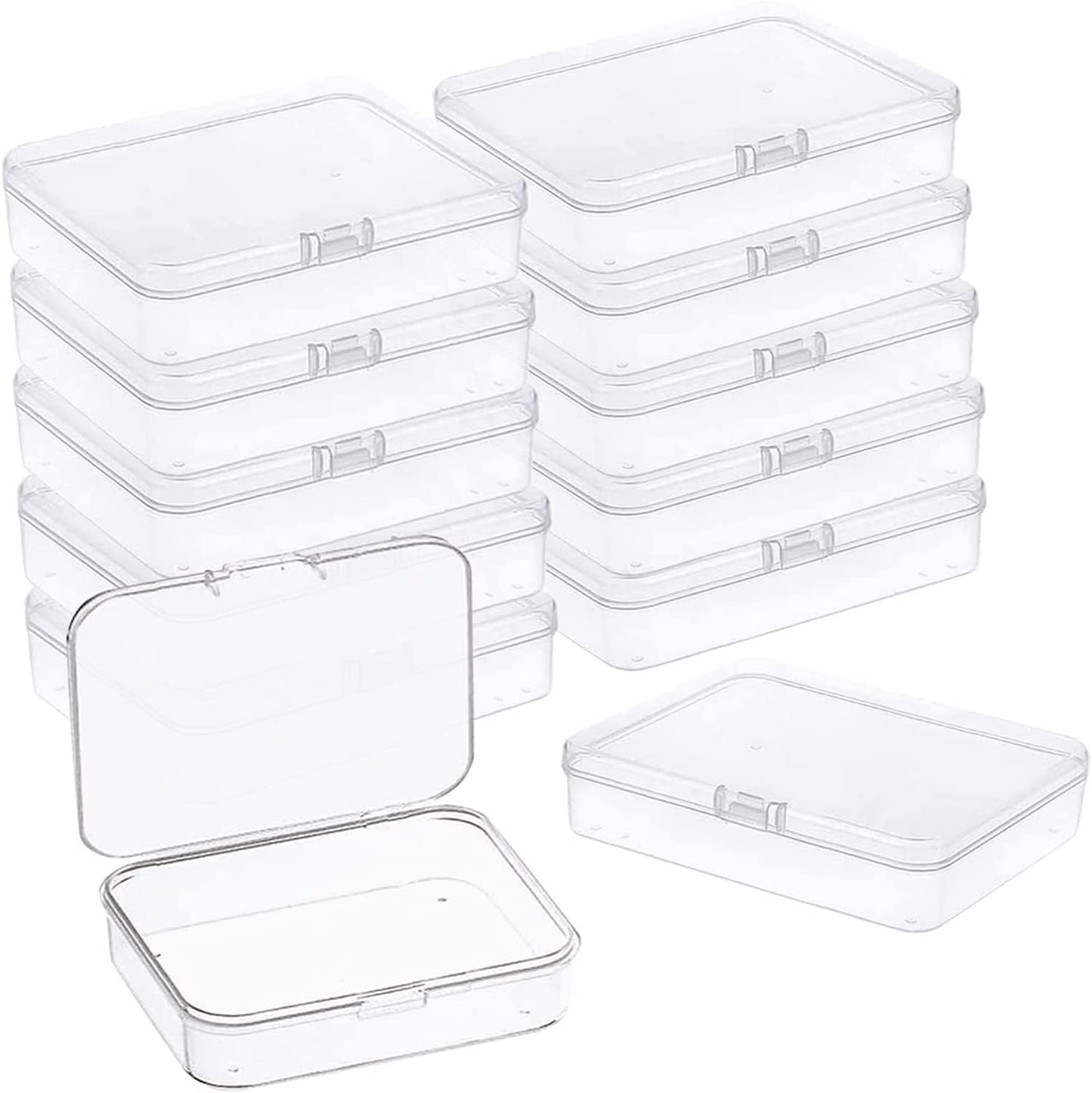 MFDSJ 6 Pcs Mini Plastic Storage Containers Box with Lid, 4.5x3.4 Inches Clear Rectangle Box for Collecting Small Items, Beads, Game Pieces, Business Cards, Crafts Accessories