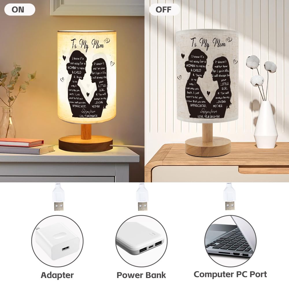 ZuEiiDop Mom Table Lamp Gifts from Daughter Mothers Day Birthday Gifts for Single Moms Mothers Mommy Christmas Valentines Easter Thank You Love You Mom Lamp Bedside Nightstand Light Bedroom Home Decor
