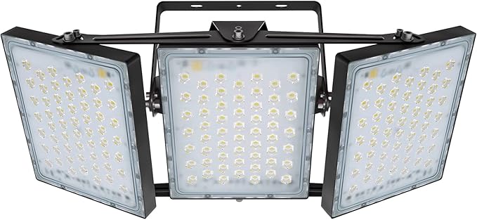 STASUN Flying Series Pro 300W 30000LM Outdoor LED Flood Light, 110V-130V, IP66 Waterproof, 6000K White, 3 Adjustable Heads for Stadium, Arena, Court, Commercial, Backyard, Street, and Parking Lot
