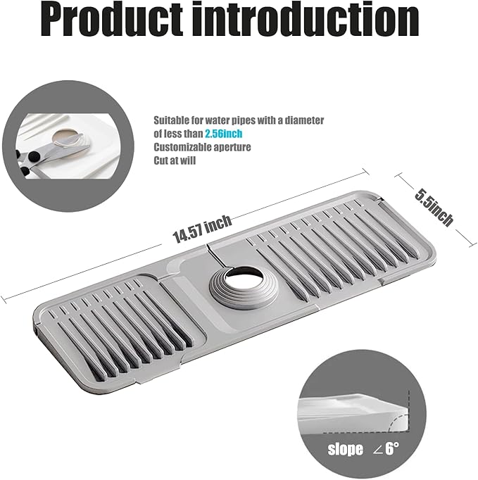 STARGAZ Silicone Faucet Mat for Kitchen Sink, Faucet Draining Mat, Sink Back