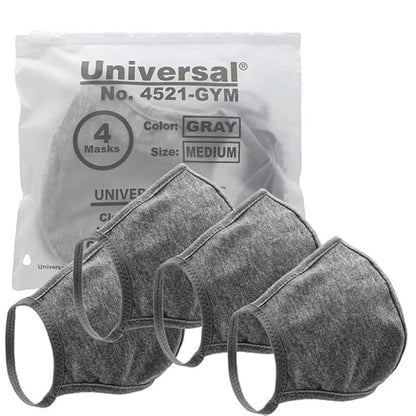 Universal Cloth Face Masks ? Reusable Dust & Allergy Masks ? 100% Cotton, 2 Layer, Washable, for Teens & Adults ? Protects from Dust, Pollen, Pet Dander & More (Gray, Medium- Pack of 4)