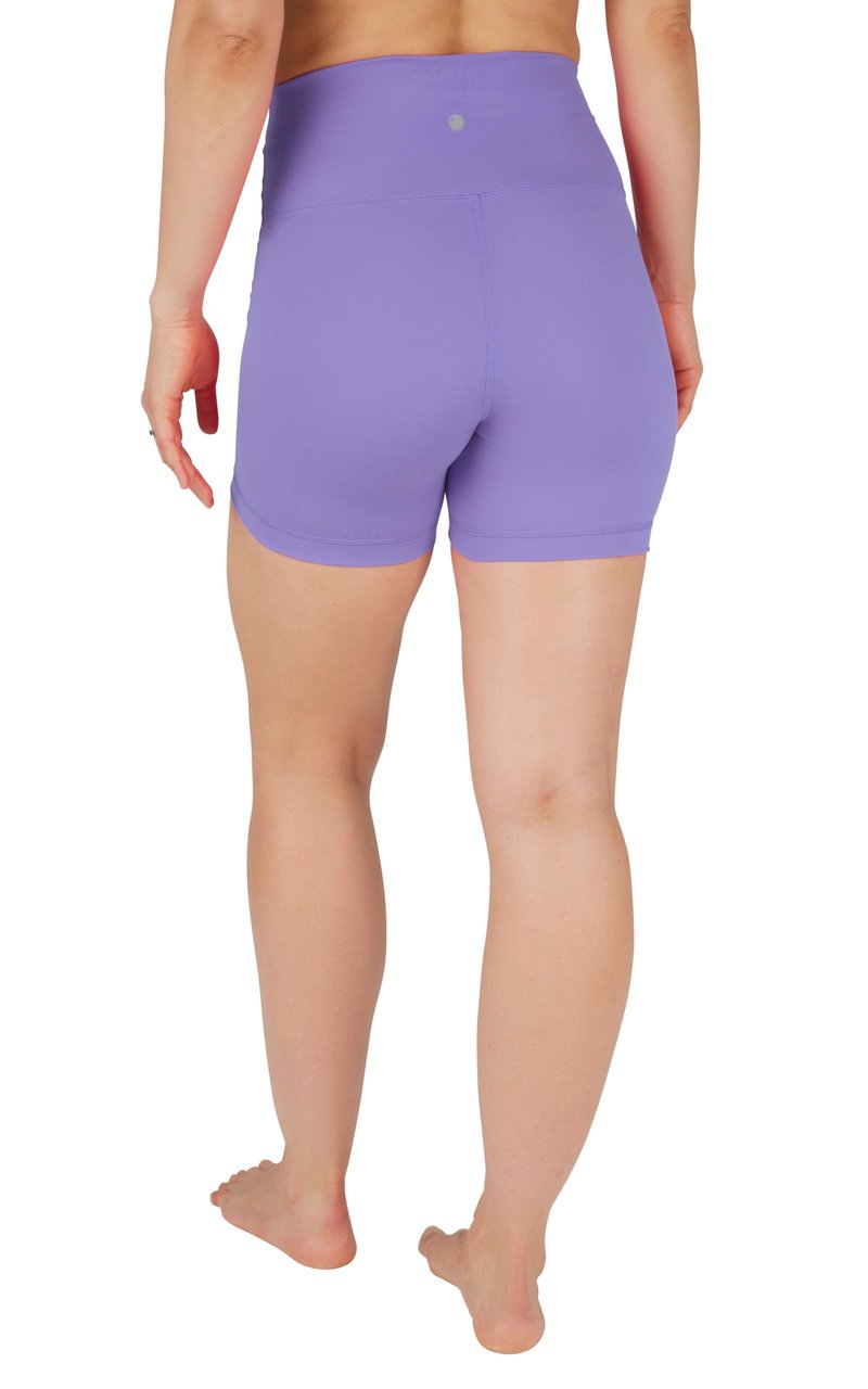 Yogalicious Womens High Waisted Biker Shorts Squat Proof Workout Yoga Short 5”, 7” 2 Pack - Purplehebe/Black 5" - Large