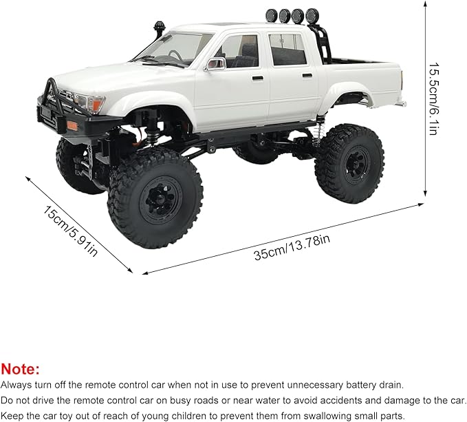 RC Rock Crawler WPL C64-1 RC Truck 1:16 Scale 2.4GHz Remote Control Truck 4WD All Terrain Off-Road RC Crawler with LED Lights and 2 Rechargeble Batteries for Adults (Red)