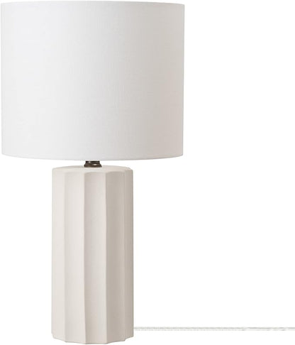 GLOBE Electric 65922 20" Table Lamp, Ribbed Concrete Finish, White Linen Shade