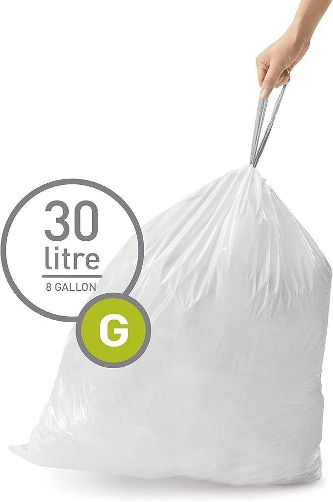 simplehuman Code G, Dispenser Pack Custom Fit Liners, Drawstring Trash Bags