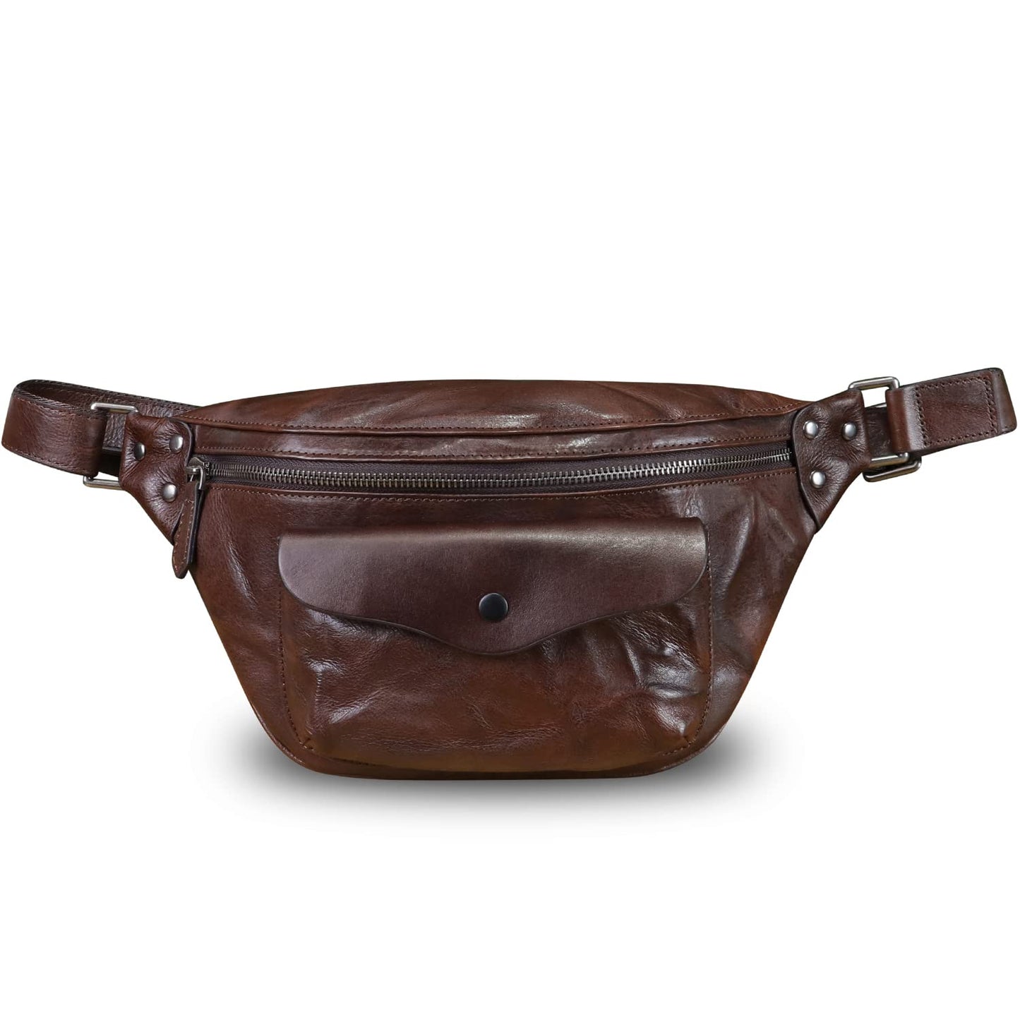 Genuine Leather Fanny Pack for Women and Men Vintage Real Leather Sling Bag Crossbody Bag Fashion Waist Bag Chest Purse (Coffee)