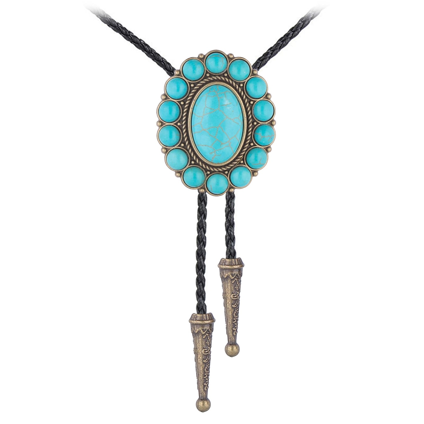 GelConnie Turquoise Bolo Tie for Men Womens Bolo Tie Cowboy Necktie Natural Stone Bolo Ties Necklace