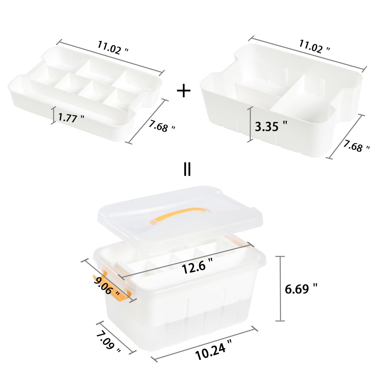 ihomecooker 13 QT Plastic Storage Box with Removable Tray Craft Organizers and Storage Clear Storage Container with lid for Arts & Crafts, Playdoh, Beads, Crayons