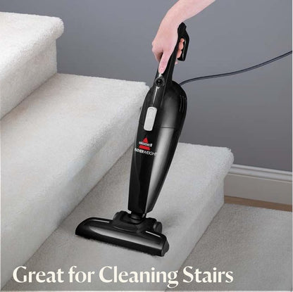 Bissell 2033M Featherweight Stick Lightweight Bagless Vacuum and Electric Broom with Crevice Tool for Hard Floors and Carpets, Black