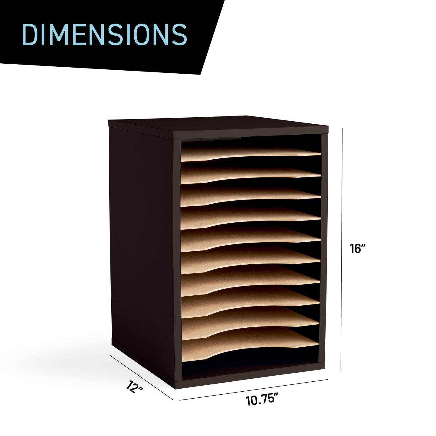 Safco Products Vertical Desktop Sorter, 11 Compartment, Black