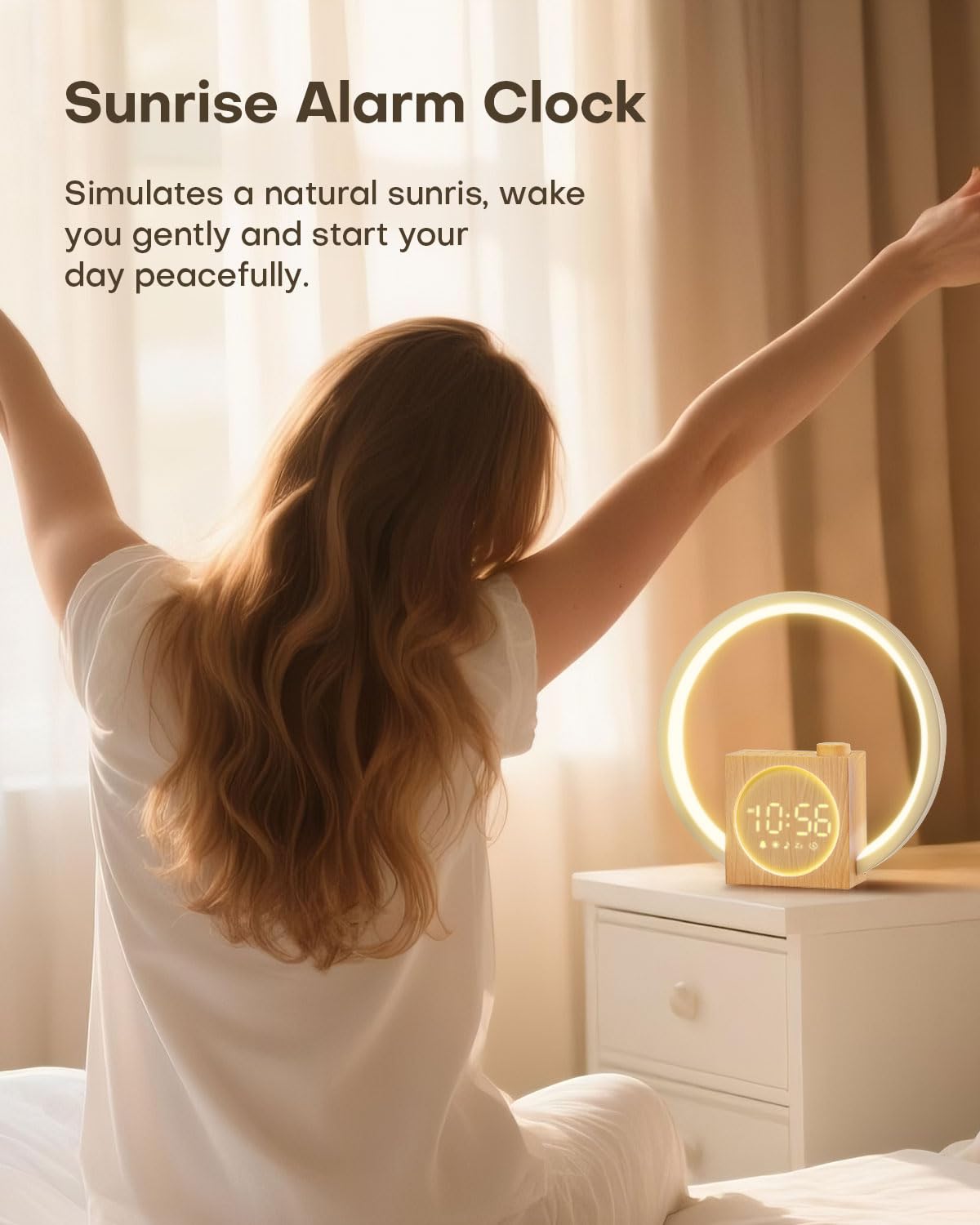 Sunrise Alarm Clock, White Noise Sound Machine, Alarm Clocks for Bedrooms with 12 Color Ambient Nightlight, White Noise Machine with 30 Soothing Sounds, Gifts for Adults, Kids, Couples and Friends