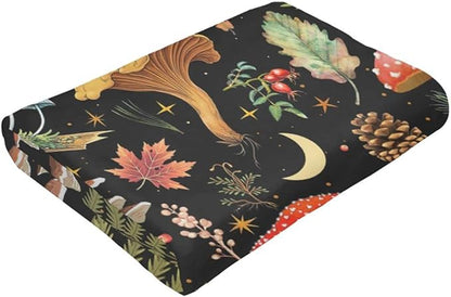 Mushroom Flannel Fleece Bed Blanket Throw Blanket Lightweight Cozy Plush Blanket for Bedroom Living Rooms Sofa Couch 60"X50"