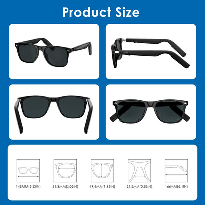 GetD AI Glasses for Men & Women, Smart Glasses Powered by ChatGPT, AI Real-time Translation with 145 Languages, 11H Music Play, Bluetooth Glasses with Photochromic Lens for Daily Use, Travel