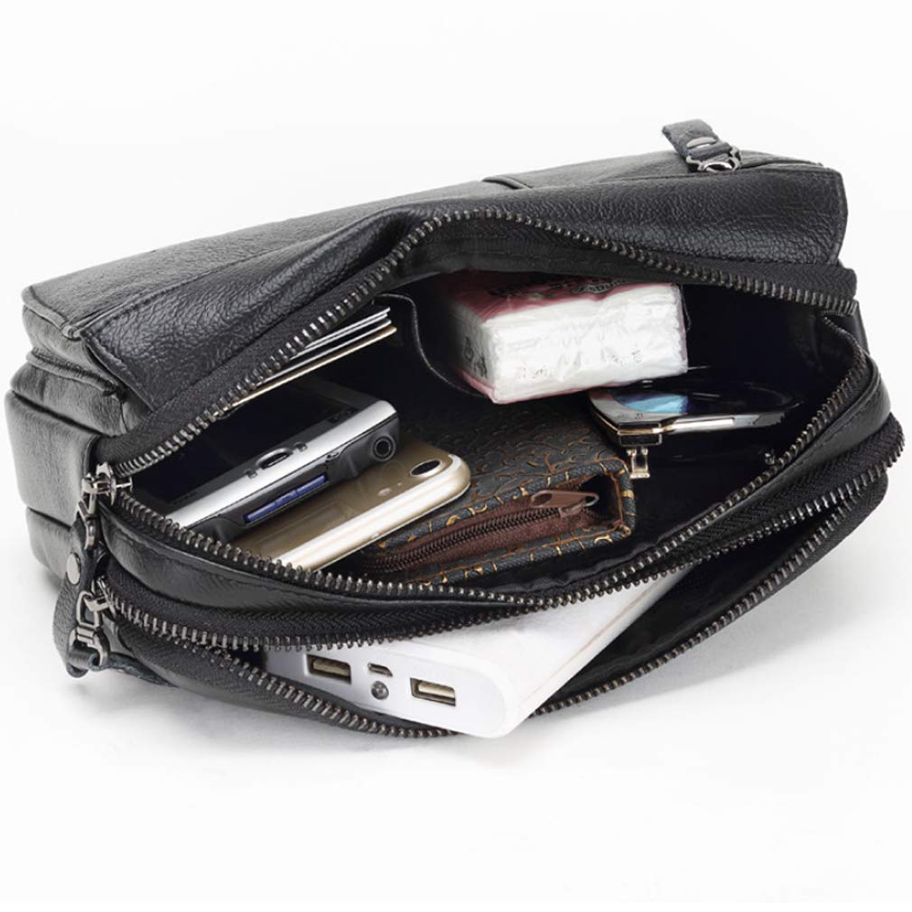 KPYWZER Leather Clutch Purse Wallet Men Wristlet Organizer Holder Wrist Bag Pack Business Handbag Black