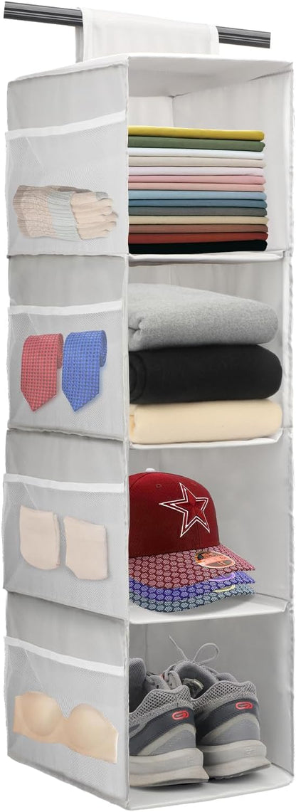 PetsHome 4-Shelf Hanging Closet Organizer, Space Saver, Closet Hanging Storage