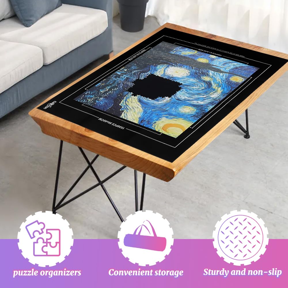 CALLKROON Puzzle Mat Roll Up for 1500 Pieces, Felt Puzzle Board Alternative Gift Set with 4 Sorting Trays and Inflatable Tube, Premium Puzzle Saver Mat for Storage, Portable Puzzle Rolling Mat