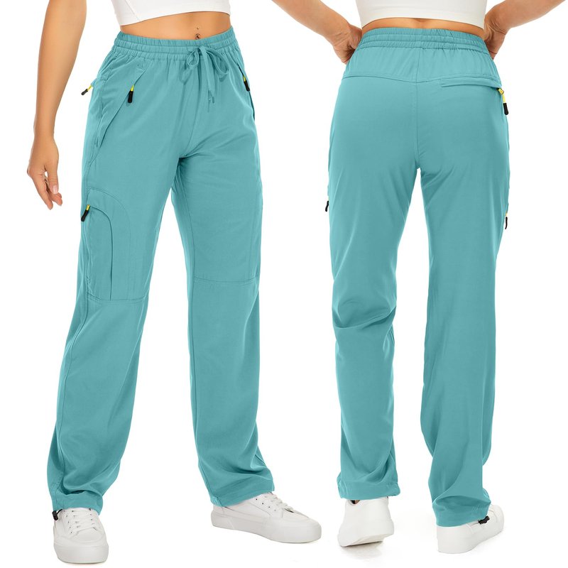 Toomett Women's Hiking Pants Quick Dry UPF 50 Travel Golf Pants Lightweight Camping Work Cargo Pants Zipper Pockets,6608,Lake Green,L