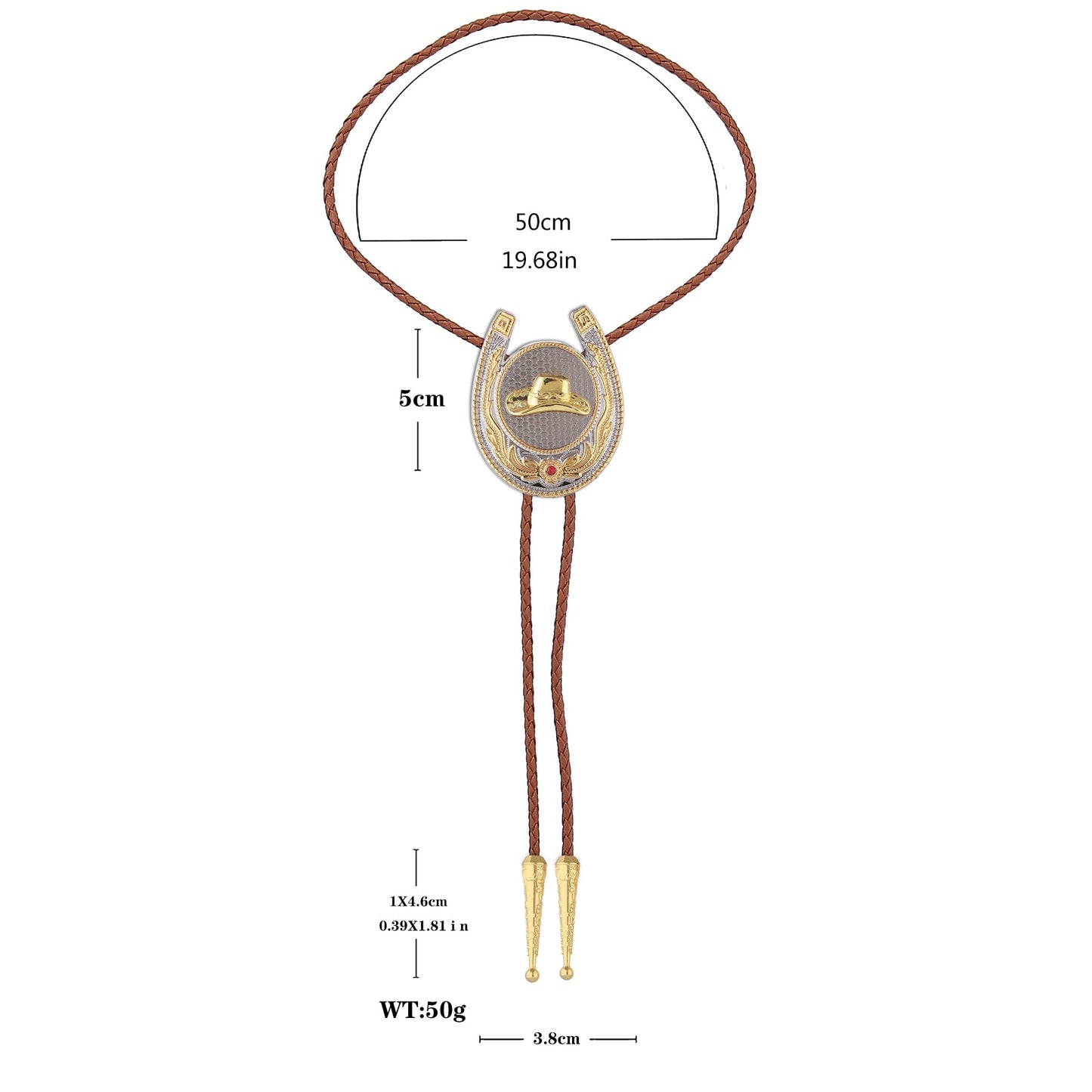 Jeilwiy Men's Bolo Ties Gold Cowboy Hat Bolo Tie 3D Design Western Leather Necktie Brown Bolo Tie for Men