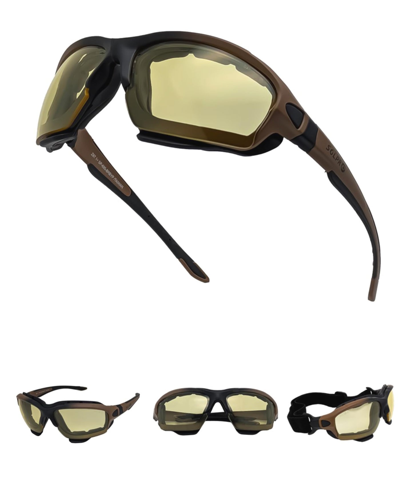 SOL PRO Powersports Safety Goggles, ANSI, Zero‑Pressure, Durable Anti‑Fog, Riding, Hunting Shooting, Fit Men and Women