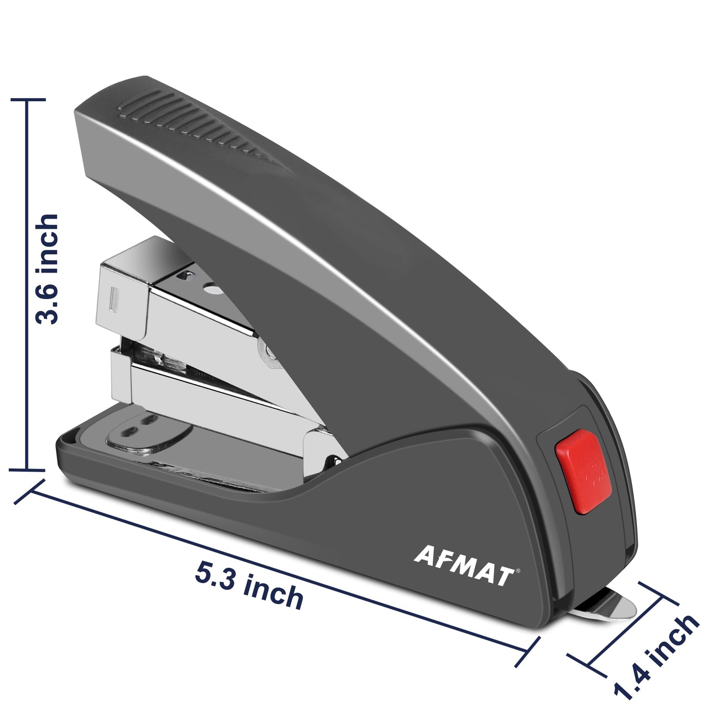 AFMAT Effortless Stapler for Desk, 50 Sheet Desktop Stapler, Ergonomic Office Staplers, One Finger Touch Stapling, Built-in Remover, Portable & Space Save Size, Good for Home & Office ES10(Gray)