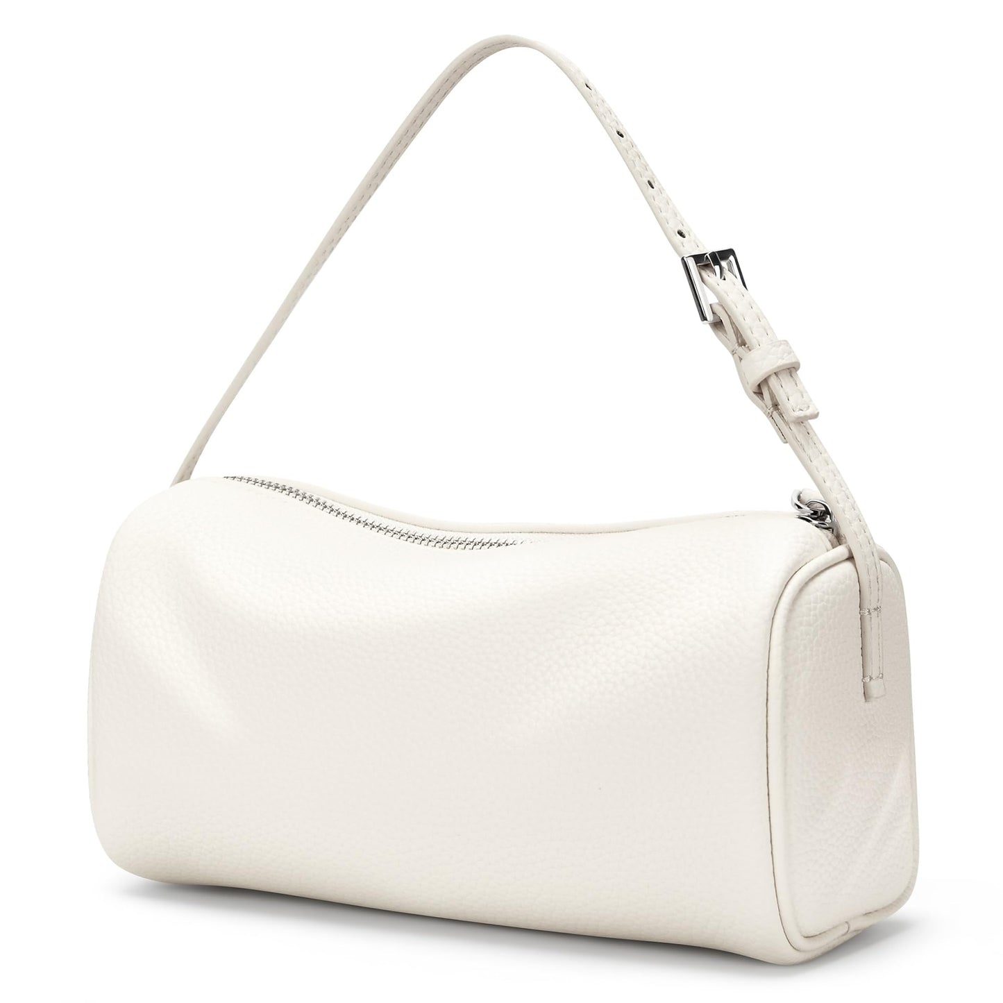 Hobo Crossbody Bags For Women,Vegan Leather Barrel Bag For Ladies,Designer Mini Pruse With Adjustable Strap,White