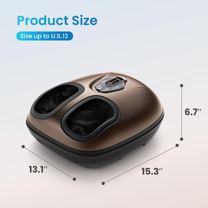 RENPHO Foot Massager Machine with Heat [2026 Upgraded], Shiatsu Foot Massager for Plantar Fasciitis, Foot Massager Machine for Women, Wireless Control, True Full Foot Massager, Up to Size 14, BK