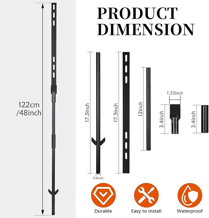 2 Pack 48 inches Metal Yard Sign Stakes, Black Yard Sign Holder, Sturdy Rustproof Traffic Signs Posts, for Outdoor Lawn Garden Parking Garage, Fits 10x14 Inch Signs (not Included)
