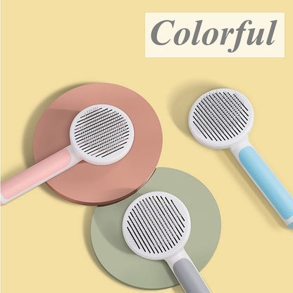 SimpleDot Pet Grooming Brush, Self Cleaning Slicker Brush for Dogs and Cats, Removes Undercoat Loose Hair, Mats, Tangled and Dirt, Massages, All Hair Types (Pink)