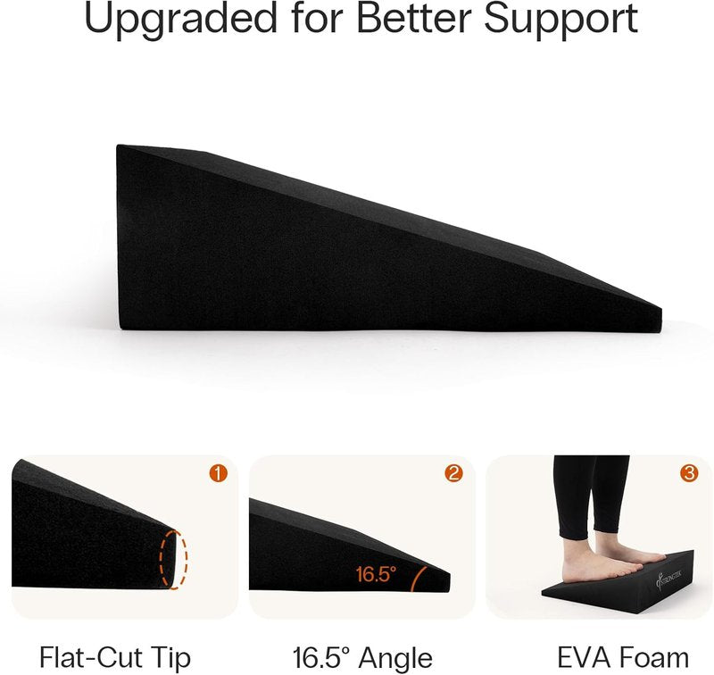 Foam Yoga Wedge Blocks - Set of 2, 16.5° Incline, Black | Ideal for Yoga, Stretching & Physical Therapy