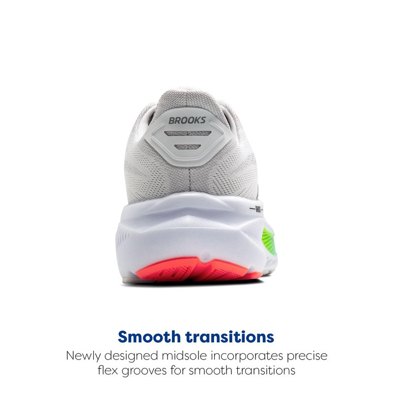 Brooks Men’s Ghost 17 Neutral Running Shoe - White/Pink Clay/Gecko - 12.5 Wide