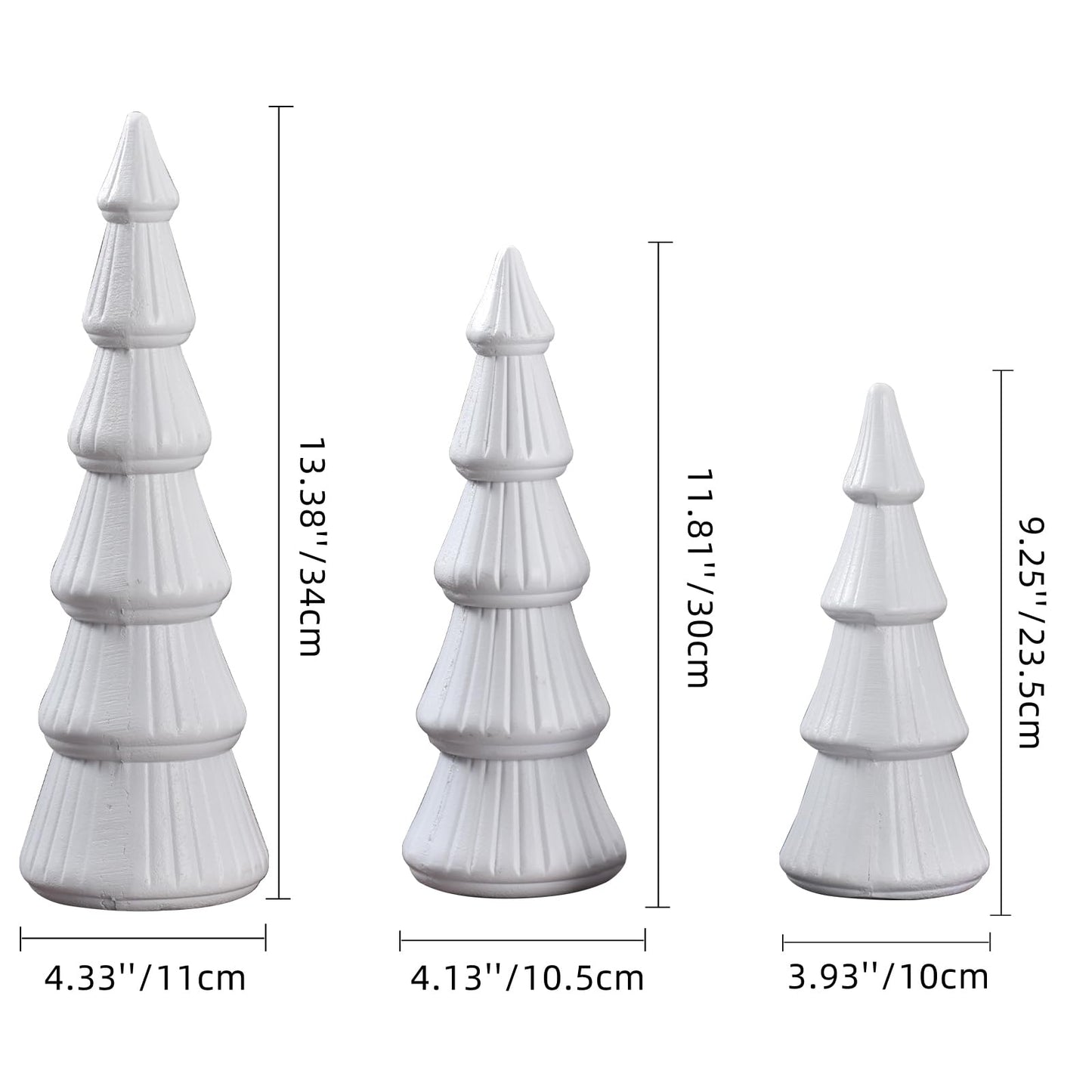 Wooden Christmas Tree, Set of 3 Tabletop Tree Figurine Wood Desk Centerpieces Table Tree Decoration Festive Ornament for Accents Xmas Mantel Shelf Home Decor Holiday Party Indoor Outdoor (White)