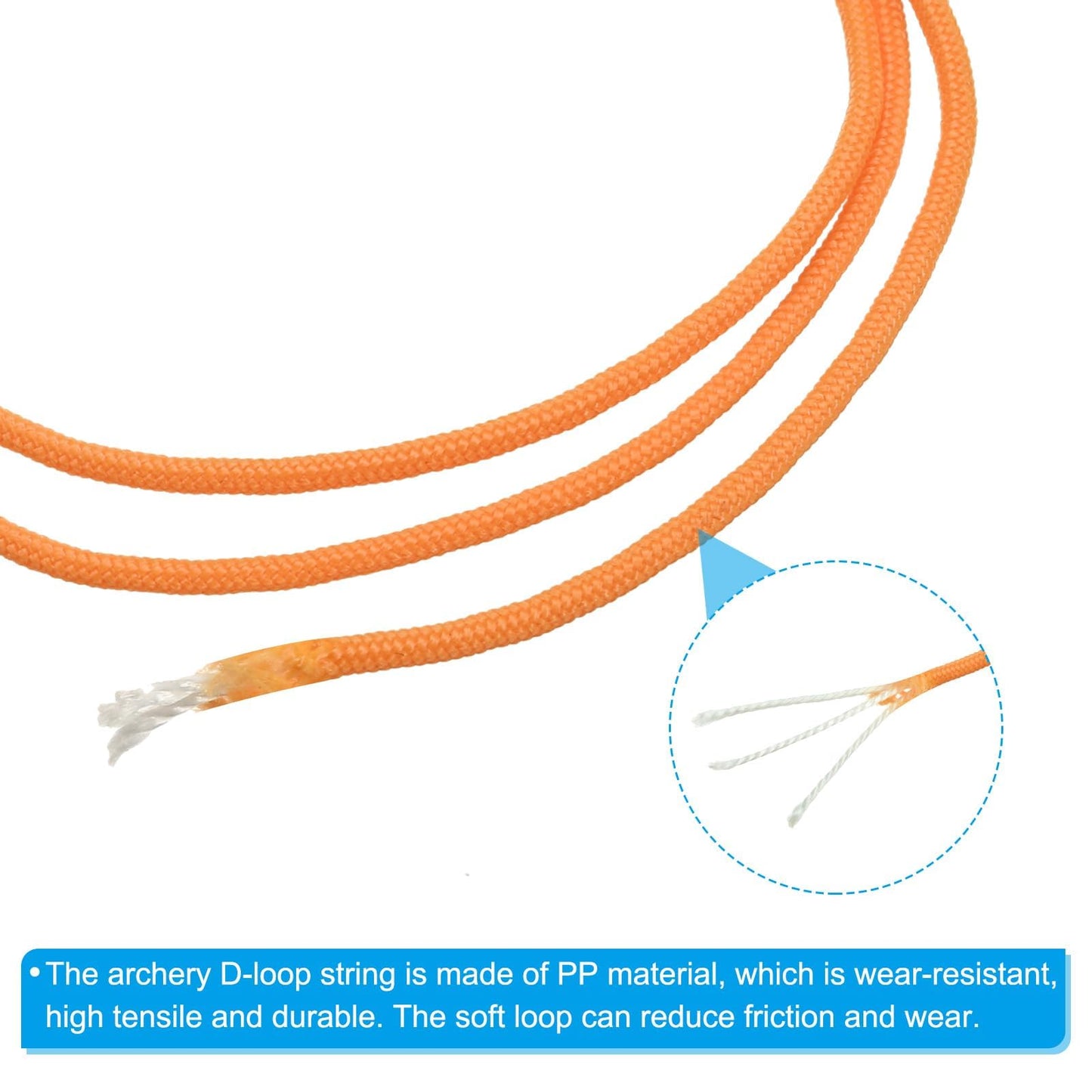 PATIKIL Archery D Loop Rope 10 FT, Bow D Loop String Release Material Nock Wire Nocking Loop Buckle Ring for Compound Bowstring, Orange