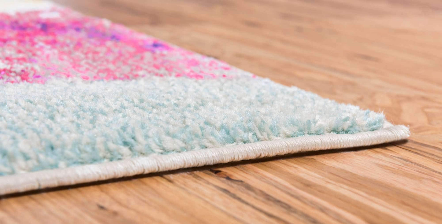 Unique Loom Estrella Collection Light Colors, Abstract, Modern, Vibrant Area Rug (3' 3 x 5' 3 Rectangular, Pink/Ivory)