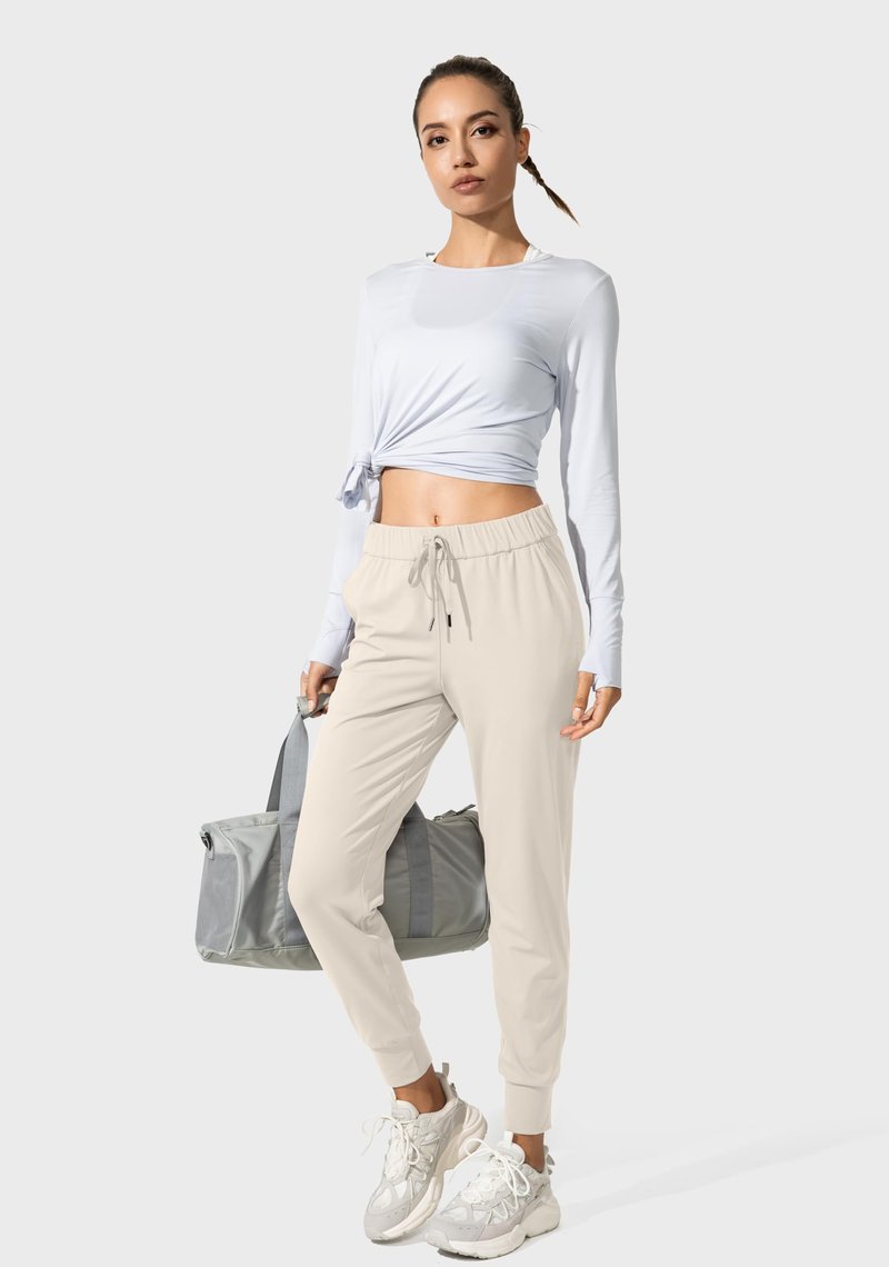 SANTINY Joggers for Women Lightweight Running Drawstring Sweatpants Workout Travel Yoga Athletic Womens Lounge Pants with Pockets(Beige_XS)