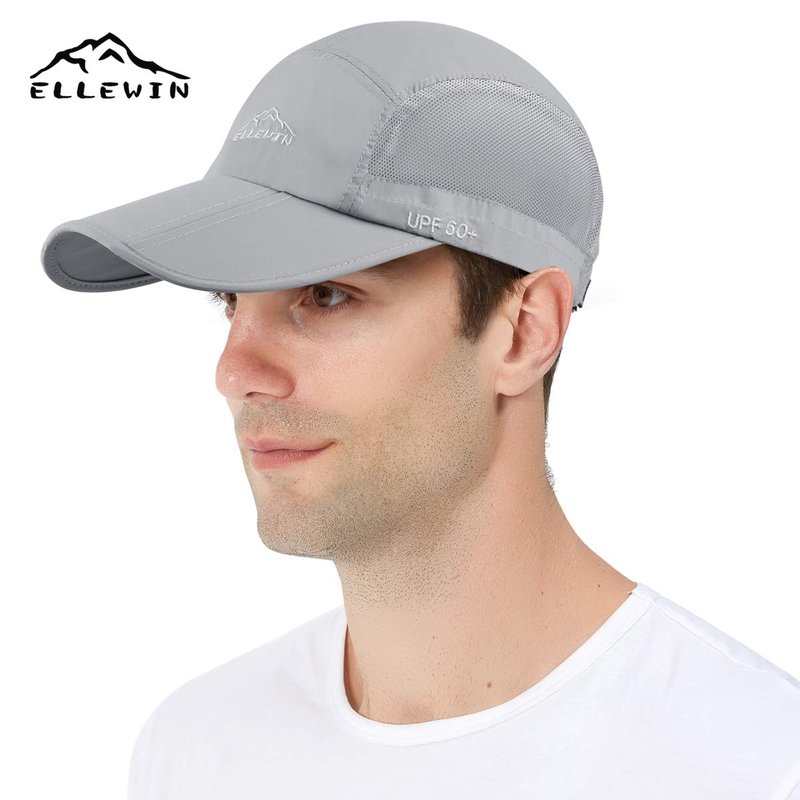 ELLEWIN 2 Pack Unisex Baseball Cap Foldable Sports Hat with UPF 50+ Runing Hat for Men and Women Black/Light Gray
