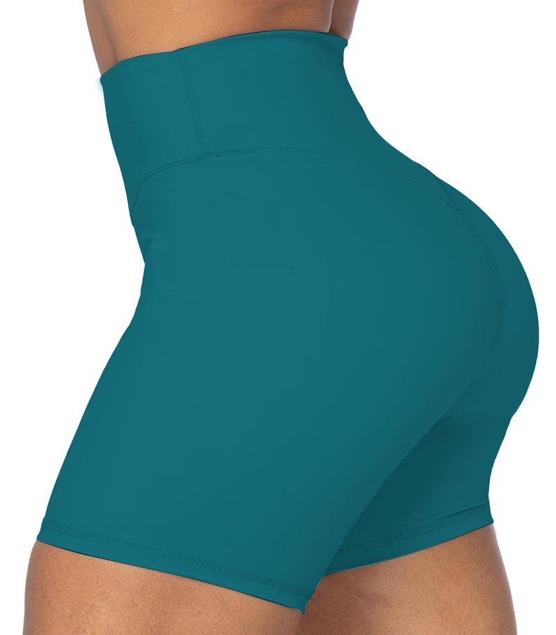 Sunzel Women's Biker Shorts in High Waist Tummy Control with No Front Seam 5" Deep Lagoon X-Large