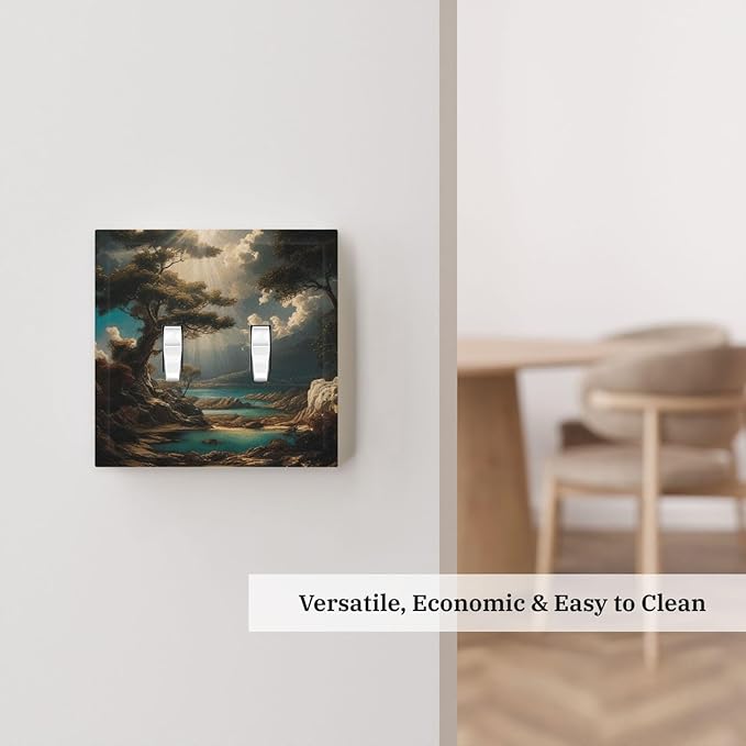 Decorative Art Light Switch Covers Sunburst Over the Wilderness 2 Gang Double Toggle Wall Plate Decorative Switchcover Electrical Switchplate for Home Decor