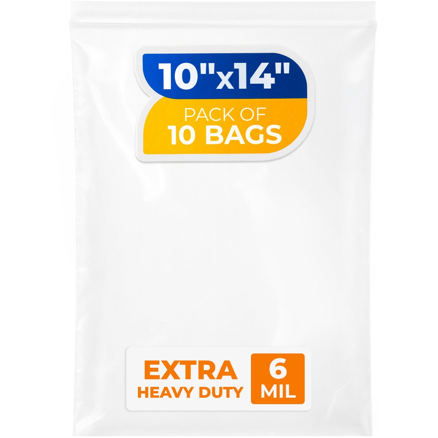 Paclord 10" x 14" Medium Zip Seal Lock Bags, 6 Mil (Pack of 10) – Heavy-Duty Reclosable Plastic Bags – Clear, Resealable, Waterproof – For Storing and Organizing Clothes, Jewelry, and Travel Items
