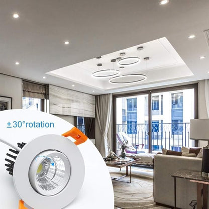 inShareplus 2 Inch LED Downlight, 3W Recessed Lighting COB Dimmable, 5000K Daylight White, CRI80, Ceiling Lights with LED Driver, 6 Pack