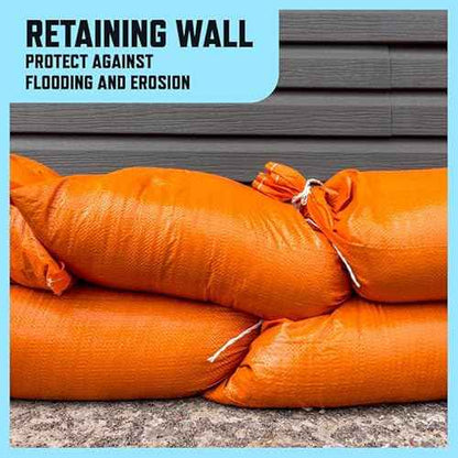 Green Heavy Duty Sand Bags for Flooding - 50 lb Empty 50 Pack of Sandbags with Tie Strings for Flood Control - 1600 Hours of UV Protection Woven Polypropylene Bags - 14 x 26 Inches