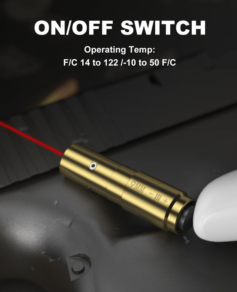 Feyachi Bore Sighting Laser 9mm Red Dot Laser Boresighter for Handgun Pistol with Tail Switch Included