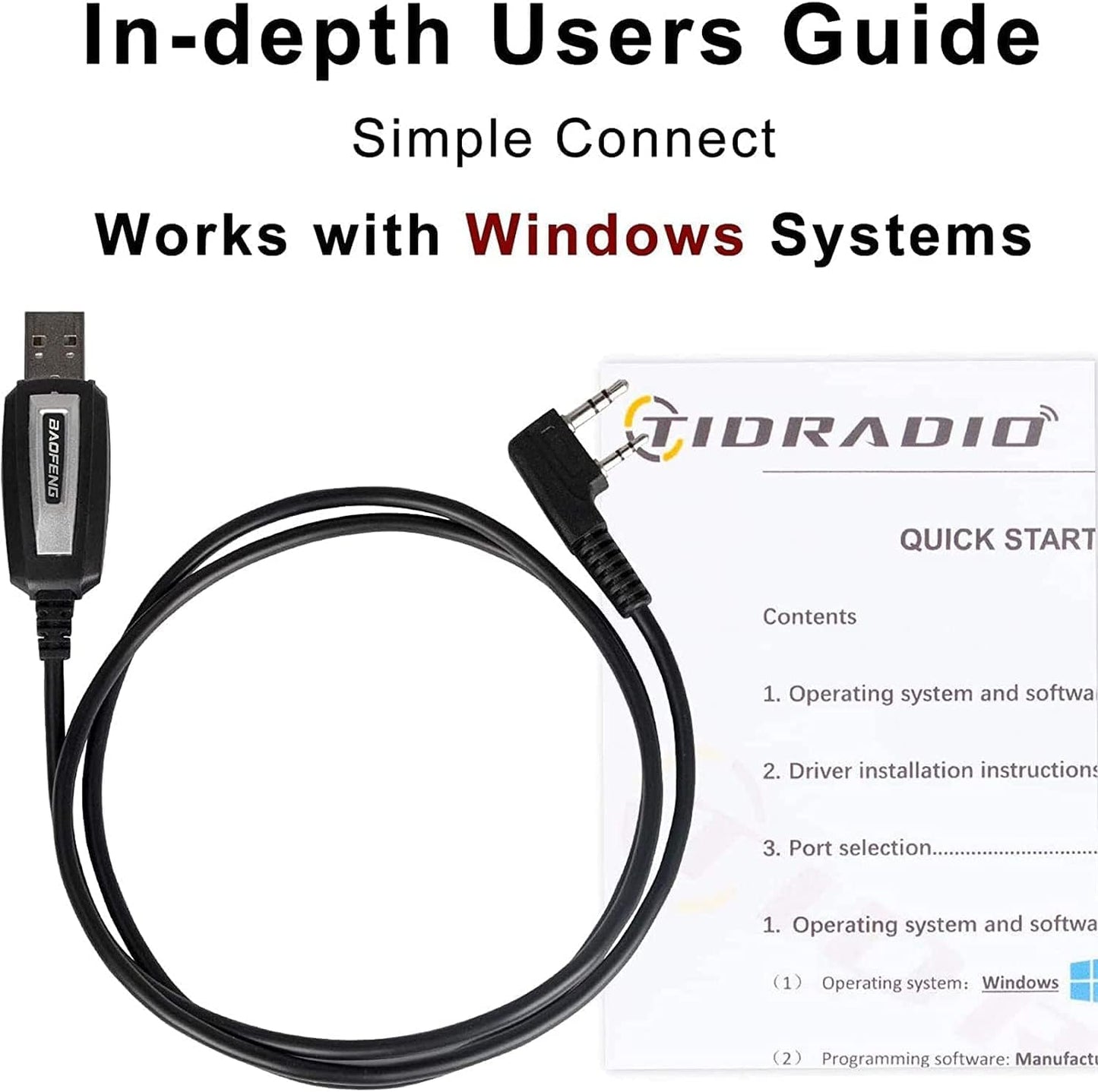 BAOFENG CH340 USB Programming Cable, Support Chirp for BF-F8HP Pro,UV-5R Mini, 5RM,UV-5R,UV-5G Plus,UV-82(HP),GM21,UV-32,GM-15PRO,5RH Pro,GM-5RH,K5Plus,TD-H8,H3,H3 Plus,TD-V2 Ham Accessories