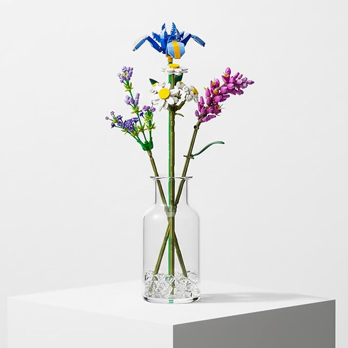 Zuru Max Floral Set for Kids - Bundle with Buildable Daisy Iris Perscicaria and Lavender Flower Bricks Plus Tattoos More | Zuru Max Flower Collection Brick Building Kit