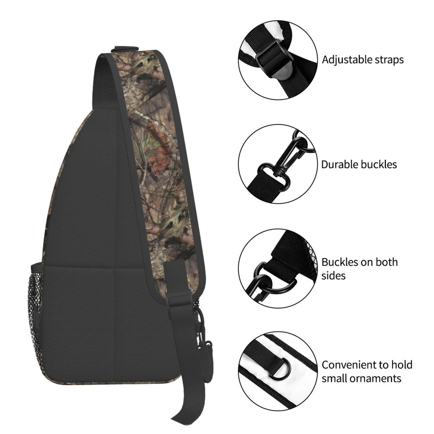 Yaemikoo Hunting Camouflage Camo Forest Sling Backpack Crossbody Sling Bag Casual Chest Bags Travel Hiking Daypack Shoulder Bag for Women Men