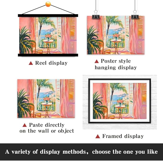 Yesad Matisse Wall Art Prints, Vintage Canvas Wall Art Colorful Poster Pictures Henri Matisse Style Pink Wall Décor for Living Room Bedroom Farmhouse Decorations (Unframed,18”x12”, Balcony)