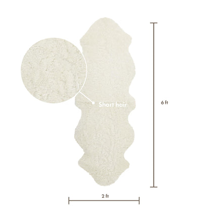 Nordic Sheep Real Sheepskin Rug 2x6 ft | Sheepskin Rugs for Living Room and Sofa | Large Bedside Rugs for Bedrooms is Breathable & Heat-regulating | Fluffy Rug in Color White