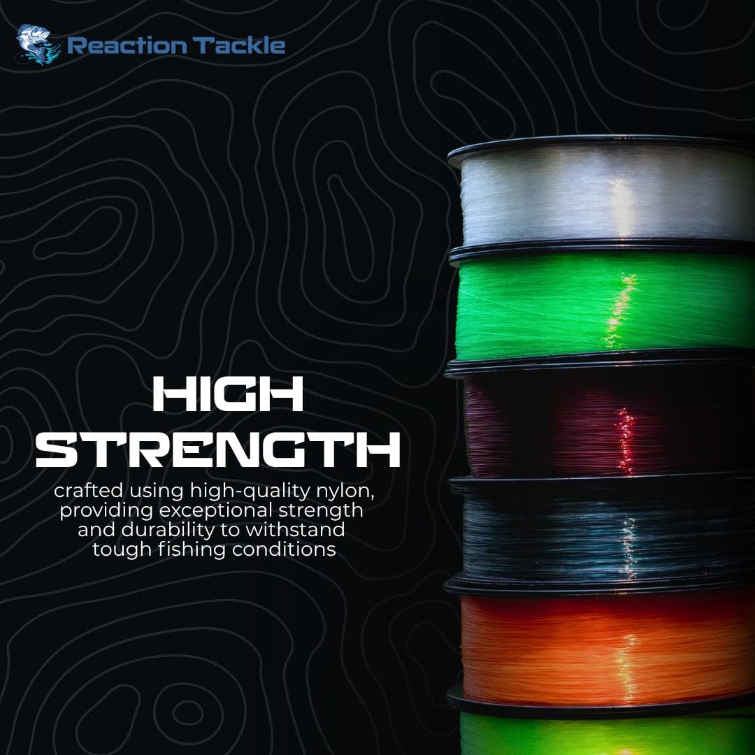 Reaction Tackle Monofilament Fishing Line - Premium Nylon Mono Line, Strong & Abrasion-Resistant, Low Memory for Smooth Long Casts - Freshwater & Saltwater - Hi Vis Orange | 17lb (1000 Yards)